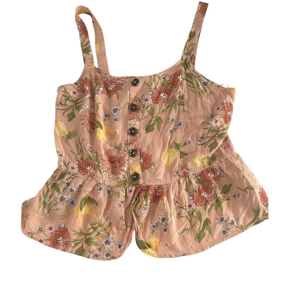 Junior Dusty Coral Floral Top Size XL new